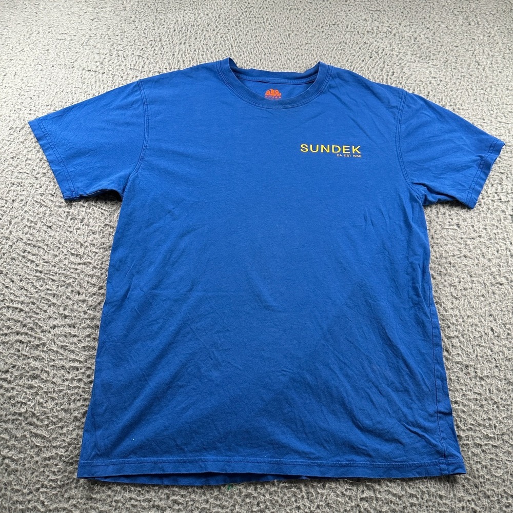 SUNDEK Mens Logo T Shirt‎ Size Medium Blue Tee Short Sleeve